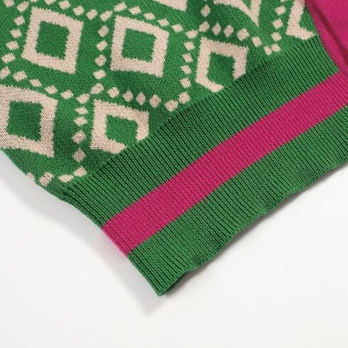 OXKNIT Men's Knit Short Sleeve Shirts Button Down 1960s Vintage Diamond Pattern Knitted Polo Shirt Green Cotton Polo in Kuwait