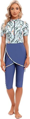 Women Two Piece Plus Size Rash Guard Set with Built in Bra Swimsuit in Saudi Arabia