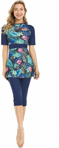 Women Two Piece Plus Size Rash Guard Set with Built in Bra Swimsuit in Saudi Arabia
