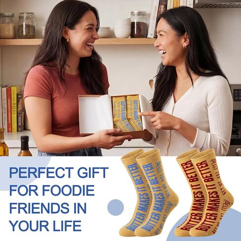 Janmercy 6 Pcs Butter Themed Gifts Socks Funny Food Novelty Crew Socks Silly Sock for Women 5–10 & Men 4.5–8.5 Soft Cotton Blend Unique Food Theme Gift for Chefs Butter Lovers Sock Collectors in Kuwait
