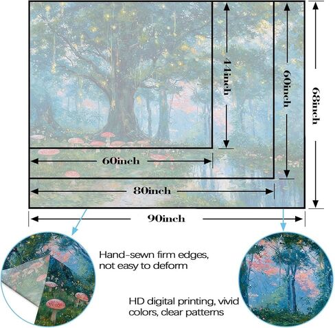 Haibimen Monet Nature Forest Tapestry Wall Hanging Green Tree Mushroom Landscape Tapestries for Bedroom Watercolor Aesthetic Wallpaper Decor for Living Room (forest-1, 48''×36'') in Saudi Arabia
