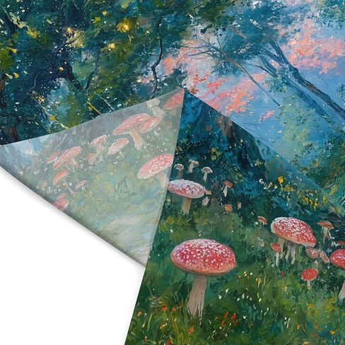 Haibimen Monet Nature Forest Tapestry Wall Hanging Green Tree Mushroom Landscape Tapestries for Bedroom Watercolor Aesthetic Wallpaper Decor for Living Room (forest-1, 48''×36'') in Saudi Arabia