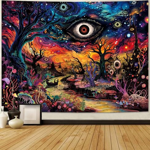 Dermijer Evil Eyes Tapestry Trippy Eye Tapestries Psychedelic Forest Tapestry Hippie Mystic Nature Landscape Tapestries Abstract Aesthetic Wall Hanging Decor for Bedroom Home 59.1L x 51.2W in Saudi Arabia