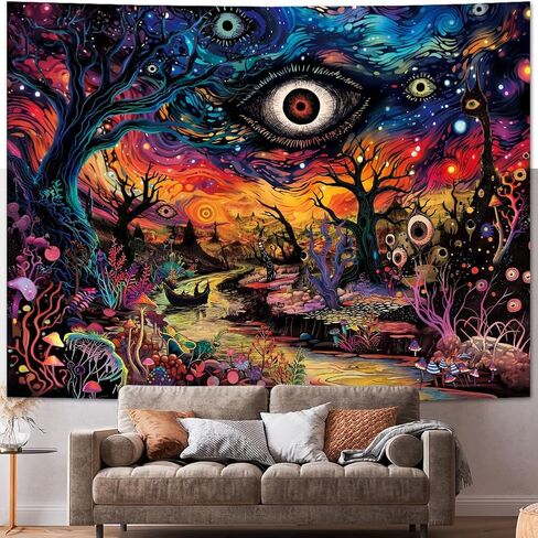 Dermijer Evil Eyes Tapestry Trippy Eye Tapestries Psychedelic Forest Tapestry Hippie Mystic Nature Landscape Tapestries Abstract Aesthetic Wall Hanging Decor for Bedroom Home 59.1L x 51.2W in Saudi Arabia