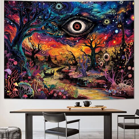 Dermijer Evil Eyes Tapestry Trippy Eye Tapestries Psychedelic Forest Tapestry Hippie Mystic Nature Landscape Tapestries Abstract Aesthetic Wall Hanging Decor for Bedroom Home 59.1L x 51.2W in Saudi Arabia