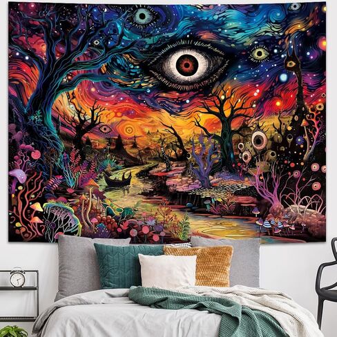 Dermijer Evil Eyes Tapestry Trippy Eye Tapestries Psychedelic Forest Tapestry Hippie Mystic Nature Landscape Tapestries Abstract Aesthetic Wall Hanging Decor for Bedroom Home 59.1L x 51.2W in Saudi Arabia
