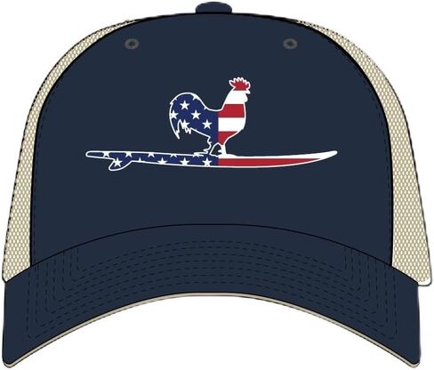 Beach & Barn Surfing Rooster Snapback Hat, Trucker, Mesh Back, One Size in Saudi Arabia