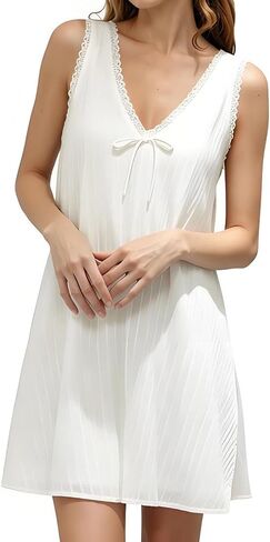 Womens Babydoll Tank Dress V Neck Swing Mini Dress Lace Trim Low Back Cute Summer Short Sundress in Saudi Arabia