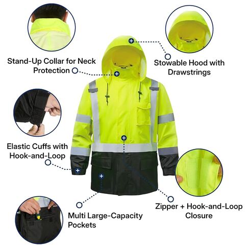 NORTHSKY Hi Vis Rain Jacket and Pants, Class 3 High Visibility Reflective Waterproof Rain Suit, Safety Work Rain Gear with Hood for Men Women (XX Large-3X Large) in Saudi Arabia