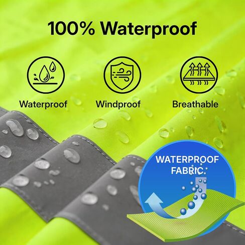 NORTHSKY Hi Vis Rain Jacket and Pants, Class 3 High Visibility Reflective Waterproof Rain Suit, Safety Work Rain Gear with Hood for Men Women (XX Large-3X Large) in Saudi Arabia