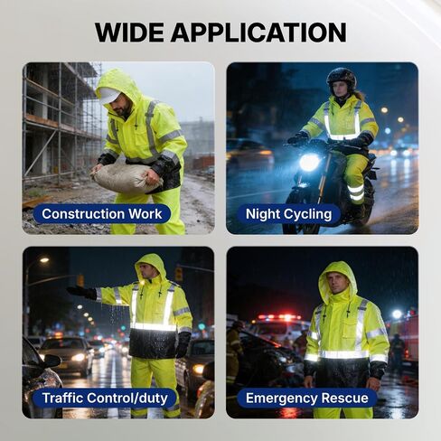 NORTHSKY Hi Vis Rain Jacket and Pants, Class 3 High Visibility Reflective Waterproof Rain Suit, Safety Work Rain Gear with Hood for Men Women (XX Large-3X Large) in Saudi Arabia