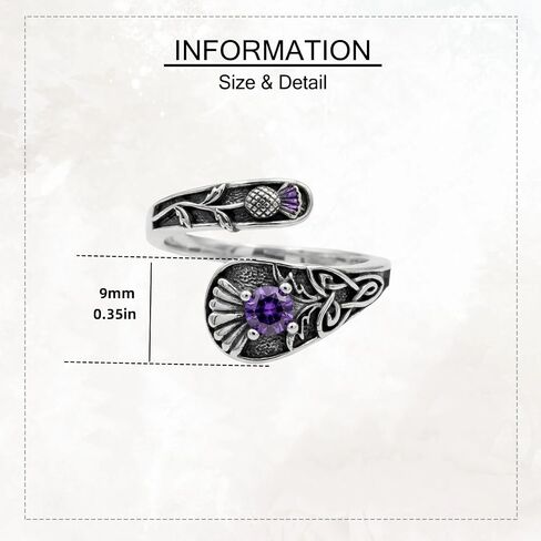 Scottish Thistle Ring Thistle Spoon Thumb Ring for Women Scottish Thistle Jewelry Gifts for Women in Saudi Arabia