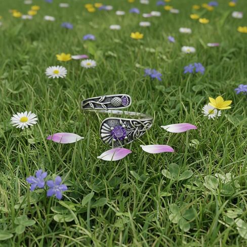 Scottish Thistle Ring Thistle Spoon Thumb Ring for Women Scottish Thistle Jewelry Gifts for Women in Saudi Arabia