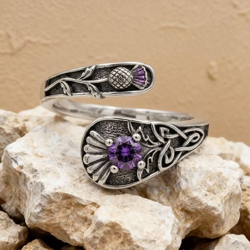 Scottish Thistle Ring Thistle Spoon Thumb Ring for Women Scottish Thistle Jewelry Gifts for Women in Saudi Arabia