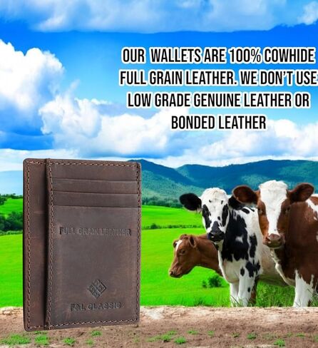 F&L CLASSIC Slim Minimalist Front Pocket leather card holder wallet, for men and women, RFID Blocking, dark brown,10-04 in Saudi Arabia