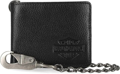محفظة Harley-Davidson للرجال من Bar & Shield Core Pebble Biker Chain ثنائية الطي، باللون الأسود in Kuwait