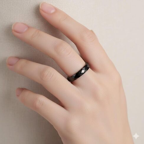 4 Pack Black and White 3mm Thin Ceramic Plain Wedding Bands for Women, Minimalist Stackable Rings, High Polished Hypoallergenic Non-Metal Jewelry Gift for Her, Size 5-12 in Saudi Arabia