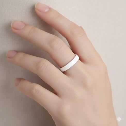4 Pack Black and White 3mm Thin Ceramic Plain Wedding Bands for Women, Minimalist Stackable Rings, High Polished Hypoallergenic Non-Metal Jewelry Gift for Her, Size 5-12 in Saudi Arabia