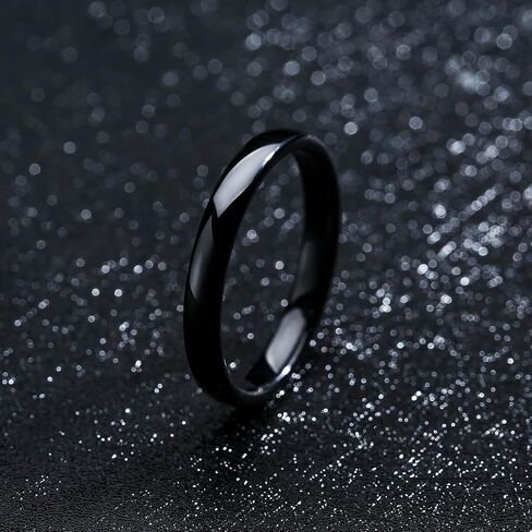 4 Pack Black and White 3mm Thin Ceramic Plain Wedding Bands for Women, Minimalist Stackable Rings, High Polished Hypoallergenic Non-Metal Jewelry Gift for Her, Size 5-12 in Saudi Arabia