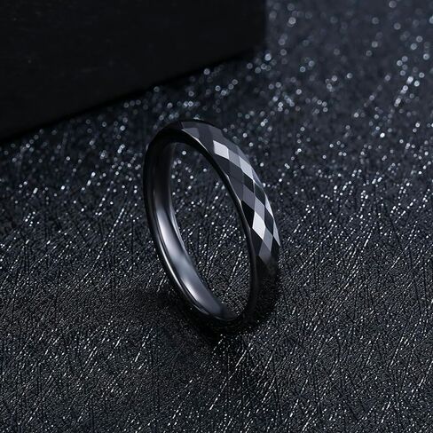 4 Pack Black and White 3mm Thin Ceramic Plain Wedding Bands for Women, Minimalist Stackable Rings, High Polished Hypoallergenic Non-Metal Jewelry Gift for Her, Size 5-12 in Saudi Arabia