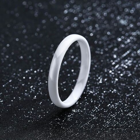 4 Pack Black and White 3mm Thin Ceramic Plain Wedding Bands for Women, Minimalist Stackable Rings, High Polished Hypoallergenic Non-Metal Jewelry Gift for Her, Size 5-12 in Saudi Arabia