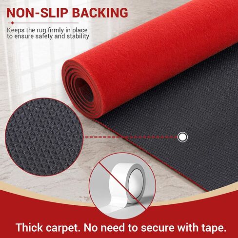 3x20 Ft Red Carpet Runner for Events, Aisle Rug with Non-Skid Rubber Back, Flat Lay Roll, Indoor Outdoor Walkway Carpet for Wedding Ceremony, Party Entrance, Stage & Prom in Saudi Arabia
