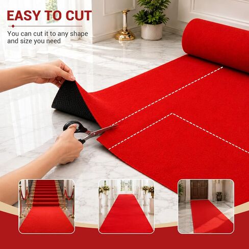 3x20 Ft Red Carpet Runner for Events, Aisle Rug with Non-Skid Rubber Back, Flat Lay Roll, Indoor Outdoor Walkway Carpet for Wedding Ceremony, Party Entrance, Stage & Prom in Saudi Arabia