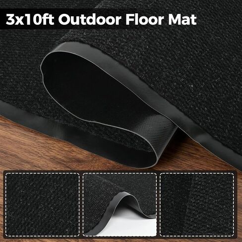 3' x 10' Commercial Door Mat, Heavy Duty Indoor Outdoor Rug, Non-Slip Rubber Backing, Absorbent Dirt Resistant, Durable Carpet Runner for Home Garage Lobby (Black, 3x10ft, Pineapple Pattern) in Saudi Arabia