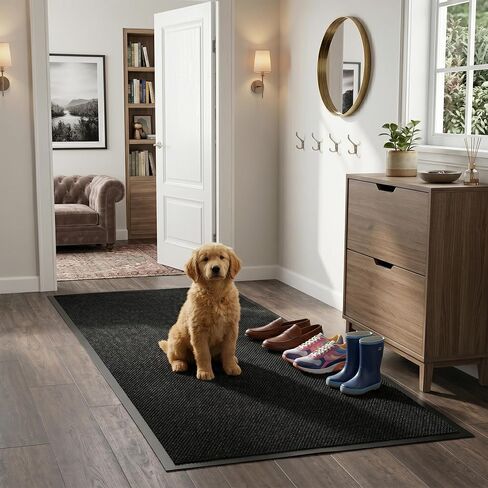 3' x 10' Commercial Door Mat, Heavy Duty Indoor Outdoor Rug, Non-Slip Rubber Backing, Absorbent Dirt Resistant, Durable Carpet Runner for Home Garage Lobby (Black, 3x10ft, Pineapple Pattern) in Saudi Arabia