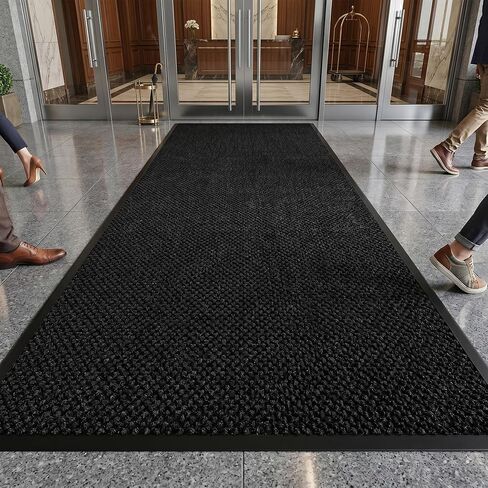 3' x 10' Commercial Door Mat, Heavy Duty Indoor Outdoor Rug, Non-Slip Rubber Backing, Absorbent Dirt Resistant, Durable Carpet Runner for Home Garage Lobby (Black, 3x10ft, Pineapple Pattern) in Saudi Arabia