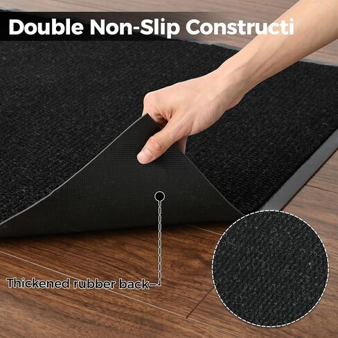 3' x 10' Commercial Door Mat, Heavy Duty Indoor Outdoor Rug, Non-Slip Rubber Backing, Absorbent Dirt Resistant, Durable Carpet Runner for Home Garage Lobby (Black, 3x10ft, Pineapple Pattern) in Saudi Arabia
