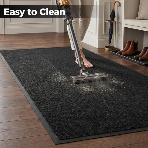 3' x 10' Commercial Door Mat, Heavy Duty Indoor Outdoor Rug, Non-Slip Rubber Backing, Absorbent Dirt Resistant, Durable Carpet Runner for Home Garage Lobby (Black, 3x10ft, Pineapple Pattern) in Saudi Arabia
