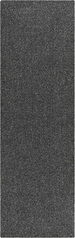 BoutiqueRugs Indoor/Outdoor Black Braided 8ft Runner Rug Transitional Textured Solid Traditional Hallway Kitchen Corridor Stairway Laundry Room 2'6" x 8' Stain Resistant Non-Shedding Pet Friendly in Saudi Arabia