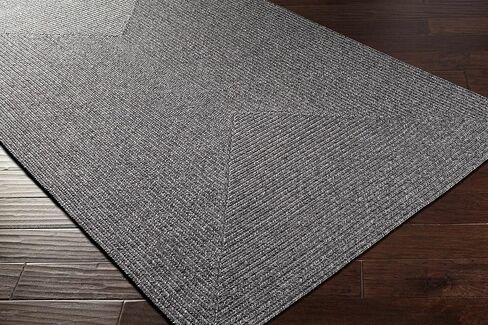 BoutiqueRugs Indoor/Outdoor Black Braided 8ft Runner Rug Transitional Textured Solid Traditional Hallway Kitchen Corridor Stairway Laundry Room 2'6" x 8' Stain Resistant Non-Shedding Pet Friendly in Saudi Arabia