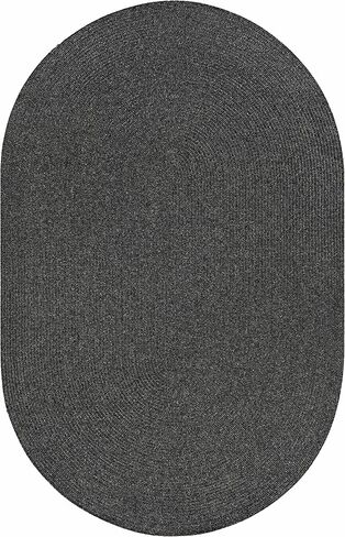 BoutiqueRugs Indoor/Outdoor Black Braided 8ft Runner Rug Transitional Textured Solid Traditional Hallway Kitchen Corridor Stairway Laundry Room 2'6" x 8' Stain Resistant Non-Shedding Pet Friendly in Saudi Arabia