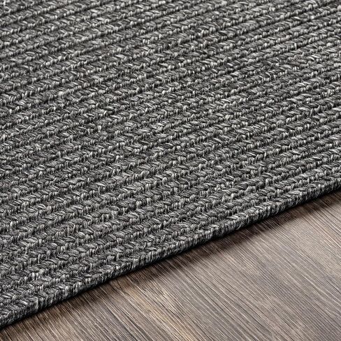 BoutiqueRugs Indoor/Outdoor Black Braided 8ft Runner Rug Transitional Textured Solid Traditional Hallway Kitchen Corridor Stairway Laundry Room 2'6" x 8' Stain Resistant Non-Shedding Pet Friendly in Saudi Arabia