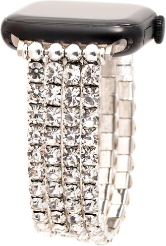 Rhinestone Elastic Watch Band Compatible with Apple Watch 38/40/41/42/44/45/46/49mm, Bling Handmade Crystal Stretch Strap for iWatch All Series in Saudi Arabia
