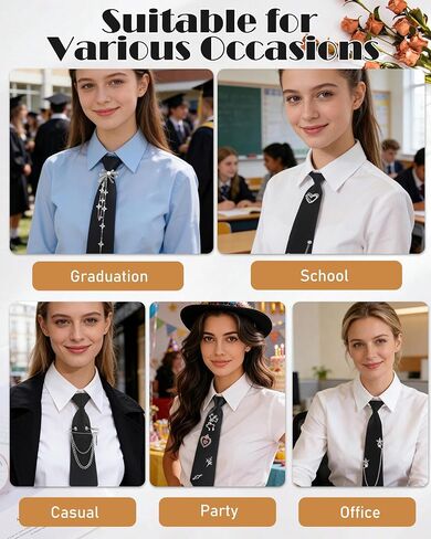 Black Tie for Women Men, Adjustable Pre-Tied Ties with Bow and Pearl Tassel, Adjustable Dainty Bowknot Necktie Shirt Accessory for Business Uniforms Graduation School Wedding Cosplay in Kuwait