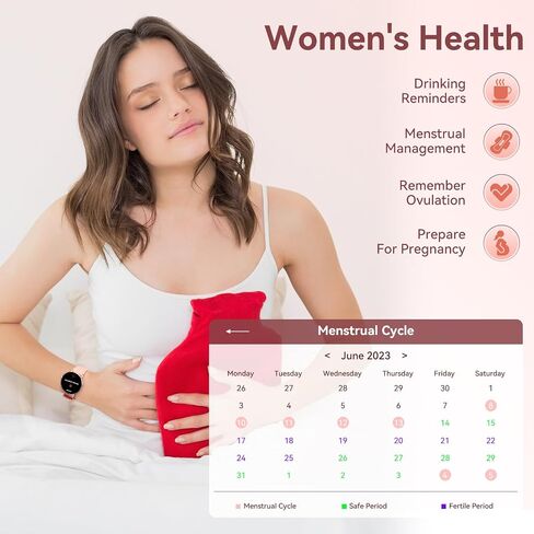 Smart Watches for Women with Diamonds (Make/Answer Call) 1.19" AMOLED Screen Fitness Tracker Heart Rate Sleep Monitor 100+ Sport Modes Waterproof Smartwatch with Various Dials for iPhone Android Phone in Kuwait