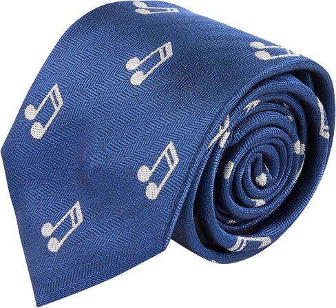 King & Priory Music Note Navy Blue Herringbone Embroidered Tie in Kuwait