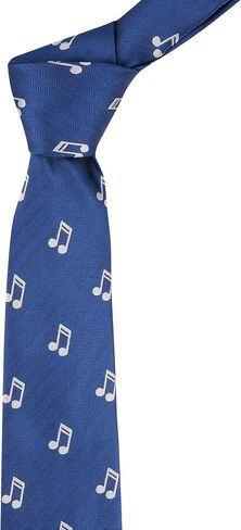 King & Priory Music Note Navy Blue Herringbone Embroidered Tie in Kuwait