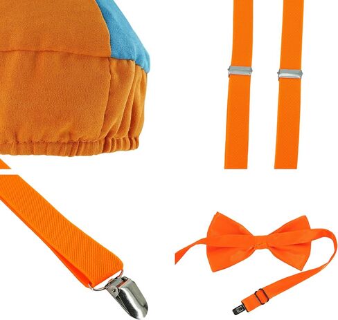 4PCS Halloween Costume Kit Accessories Adult Blue Orange Hat Suspenders Bowtie Glasses Set Nerd Cosplay Props in Saudi Arabia