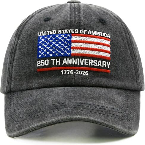 Waldeal 250th Anniversary USA Hat, Adjustable Embroidered 250 Year American Anniversary Patriotic Baseball Cap Black in Saudi Arabia