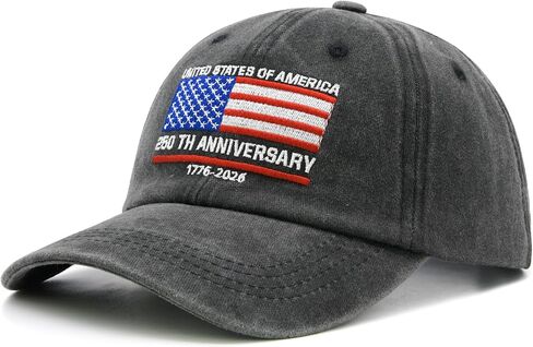 Waldeal 250th Anniversary USA Hat, Adjustable Embroidered 250 Year American Anniversary Patriotic Baseball Cap Black in Saudi Arabia