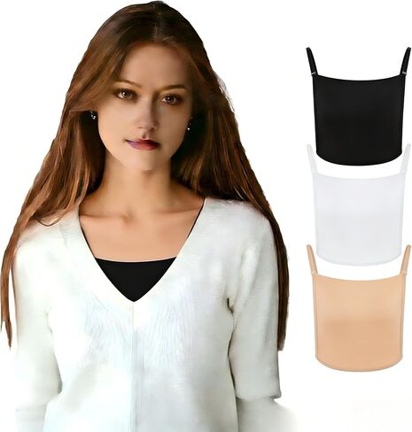 Lace Cleavage Cover Up for Low Neckline,Modesty Panel for Women,Clip On Mock Camisole Snap to Bra Insert in Saudi Arabia
