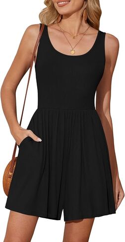 DouBCQ Womens Summer Romper Sleeveless Casual Short Jumpsuits One Piece Beach Outfits with Pockets in Saudi Arabia