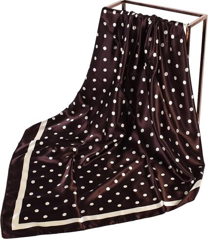 Polka Dot Satin Head Scarf for Women Like Silk Purse Bag Neck Scarf for Hair Wrapping Bandanas Square Shawl Wraps in Kuwait