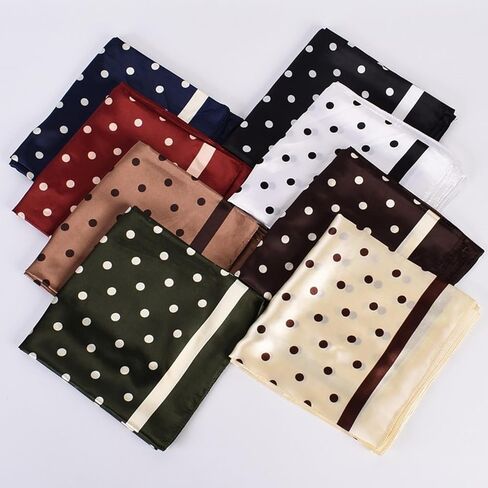 Polka Dot Satin Head Scarf for Women Like Silk Purse Bag Neck Scarf for Hair Wrapping Bandanas Square Shawl Wraps in Kuwait