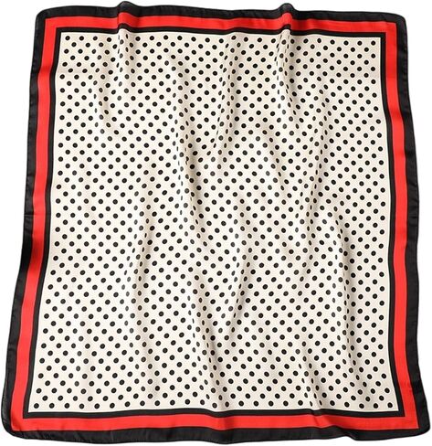 Polka Dot Satin Head Scarf for Women Like Silk Purse Bag Neck Scarf for Hair Wrapping Bandanas Square Shawl Wraps in Kuwait