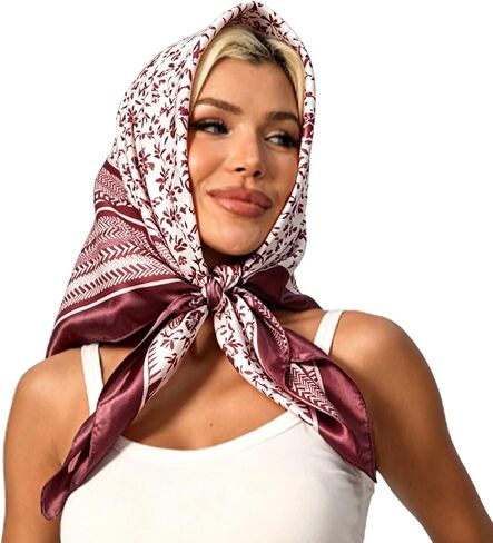 Polka Dot Satin Head Scarf for Women Like Silk Purse Bag Neck Scarf for Hair Wrapping Bandanas Square Shawl Wraps in Kuwait
